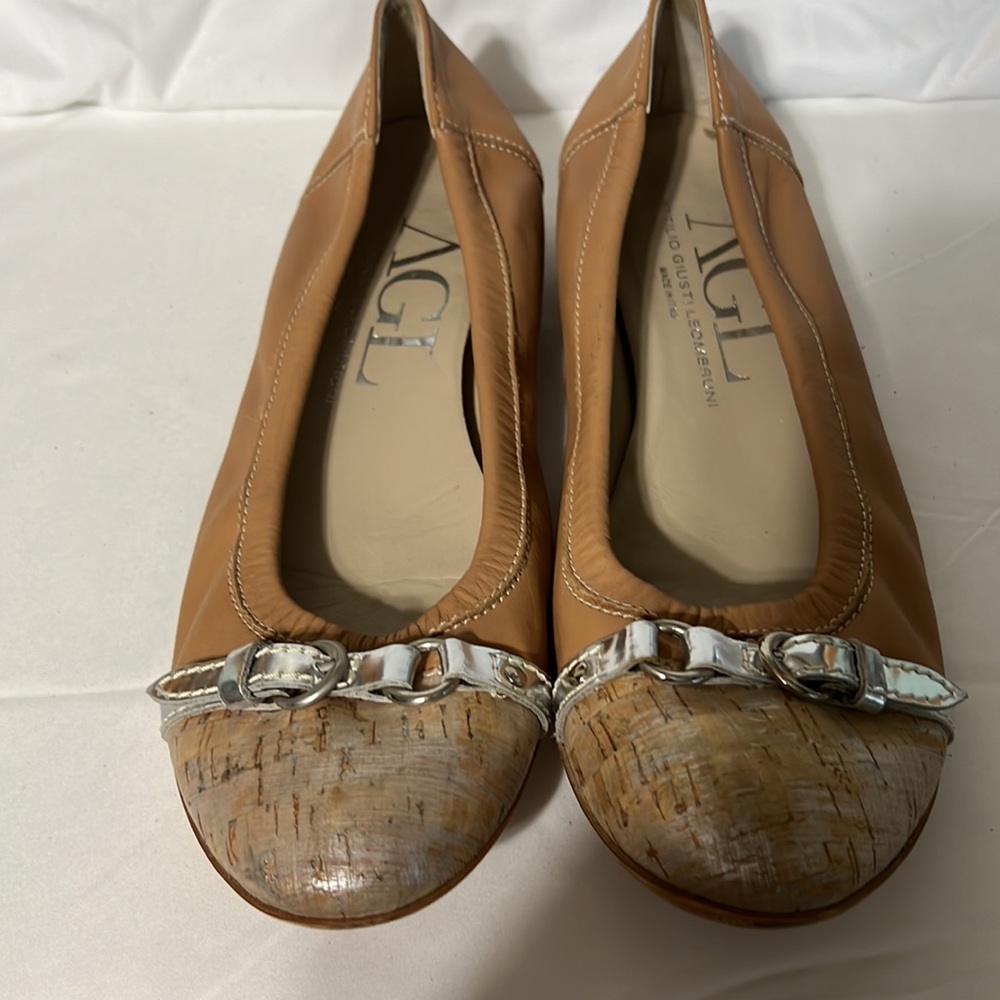 AGL tan flats size EU40.5 USA 9.5